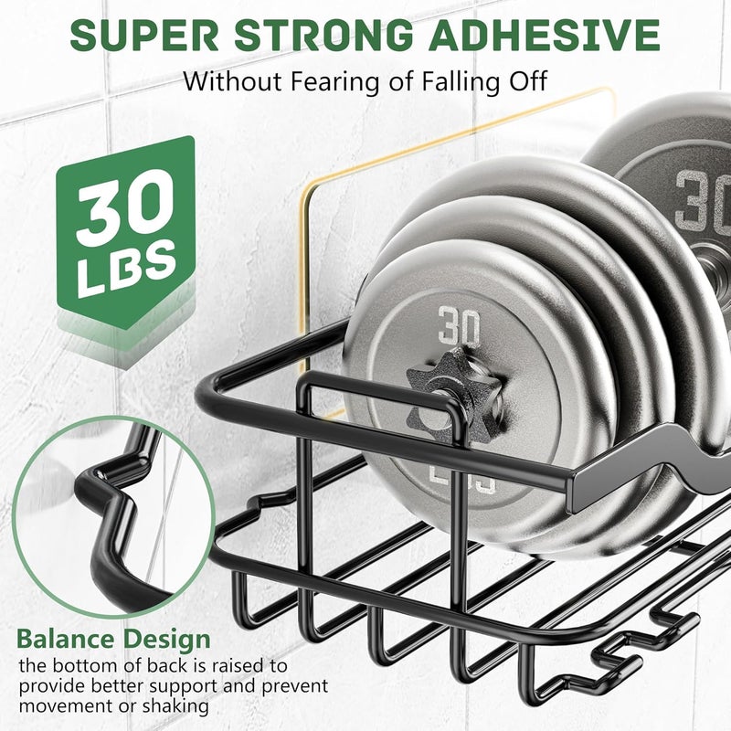 OMAIRA 3-Pack Shower Caddy with Soap Holder, Adhesive Rustproof No-drill Strudy Loading Inside Shower Organizer Shelves Rack Storage Bathroom Organization for Smooth Wall Glass Tile (Large) - Image 3